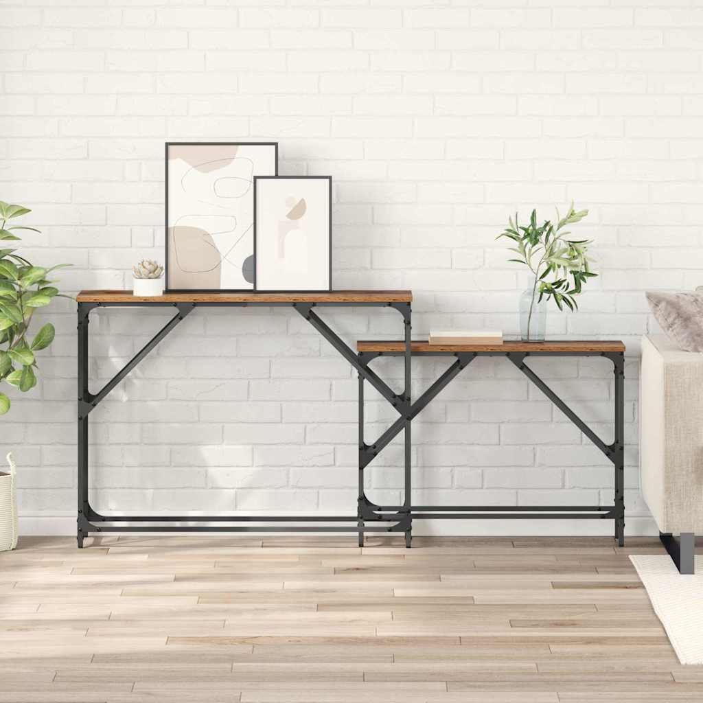 Wandtafel 2 pcs Oud Hout 100 x 28 x 75 cm Bewerkt hout