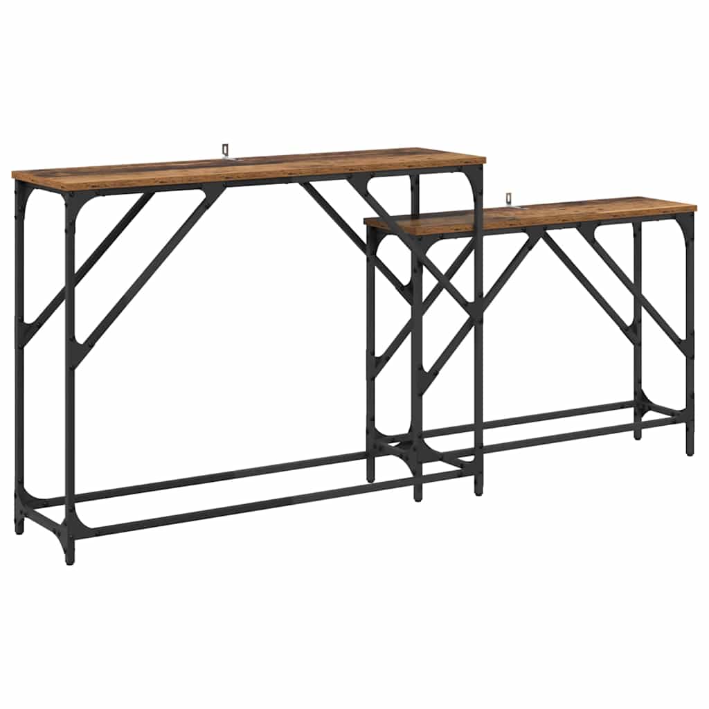 Wandtafel 2 pcs Oud Hout 100 x 28 x 75 cm Bewerkt hout
