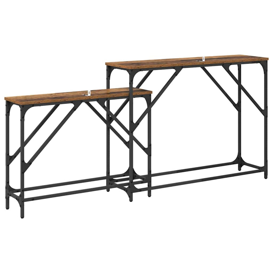 Wandtafel 2 pcs Oud Hout 100 x 28 x 75 cm Bewerkt hout