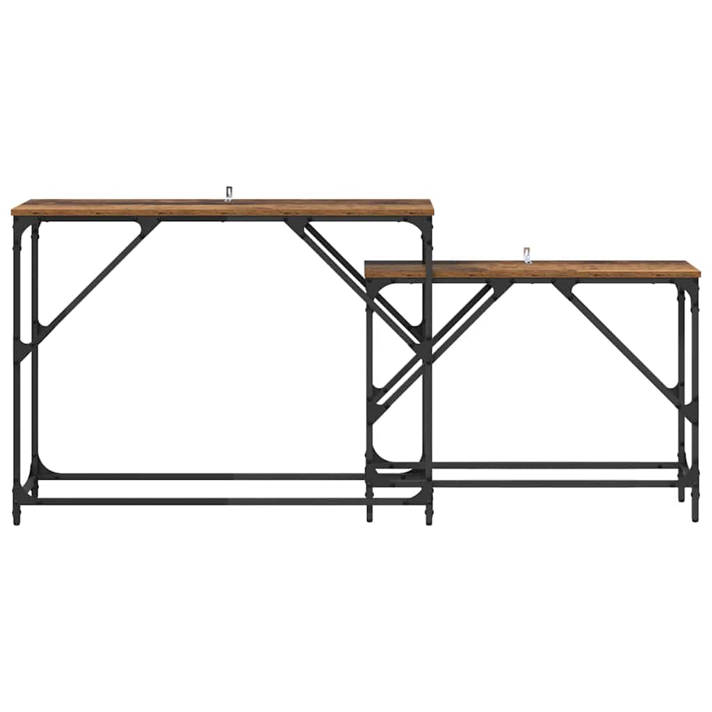 Wandtafel 2 pcs Oud Hout 100 x 28 x 75 cm Bewerkt hout