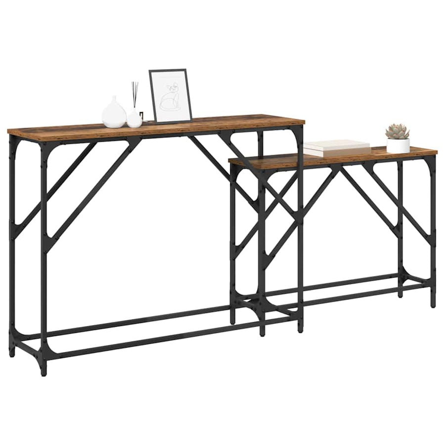 Wandtafel 2 pcs Oud Hout 100 x 28 x 75 cm Bewerkt hout