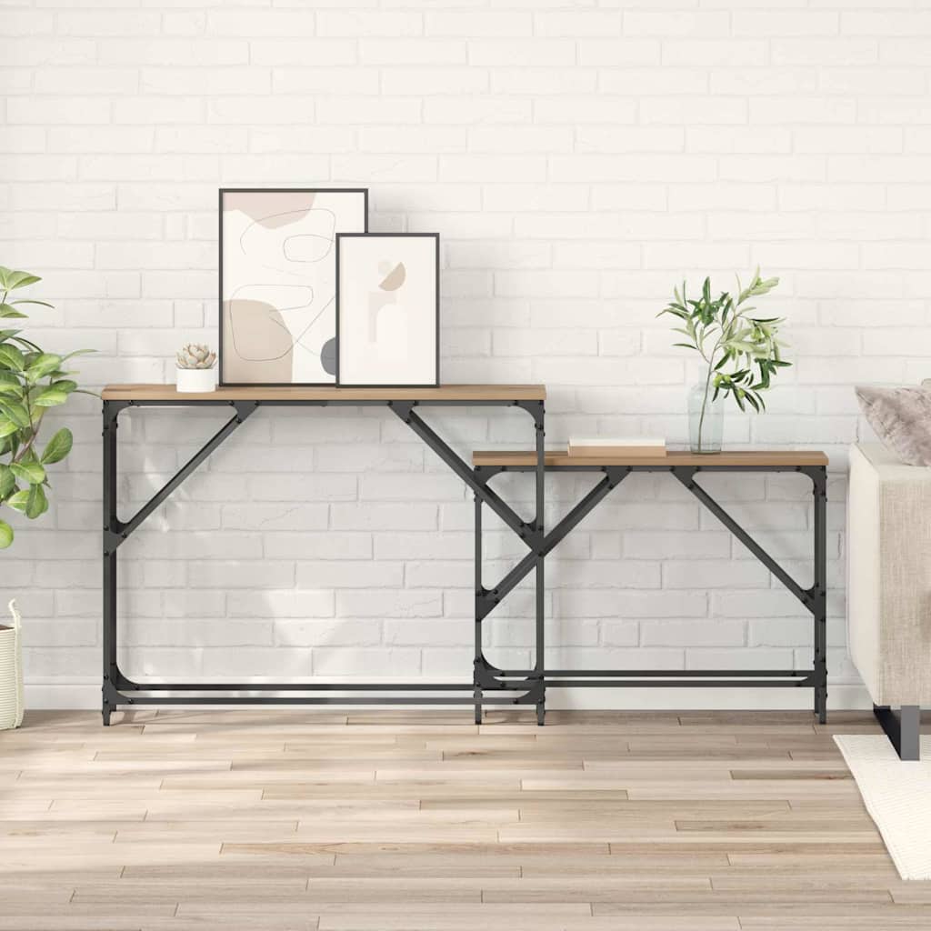 Wandtafel 2 pcs Artisan Eiken 100 x 28 x 75 cm Bewerkt hout