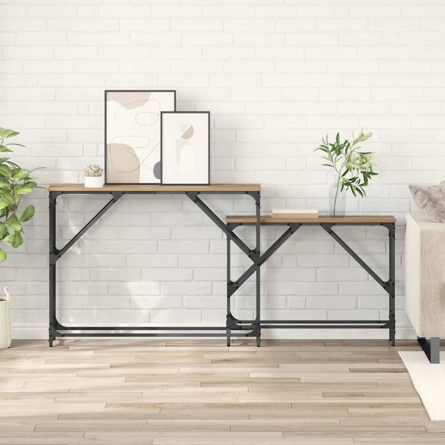 Wandtafel 2 pcs Artisan Eiken 100 x 28 x 75 cm Bewerkt hout