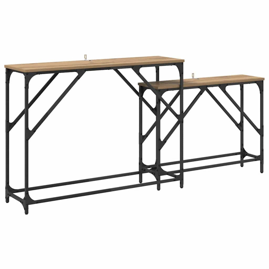 Wandtafel 2 pcs Artisan Eiken 100 x 28 x 75 cm Bewerkt hout