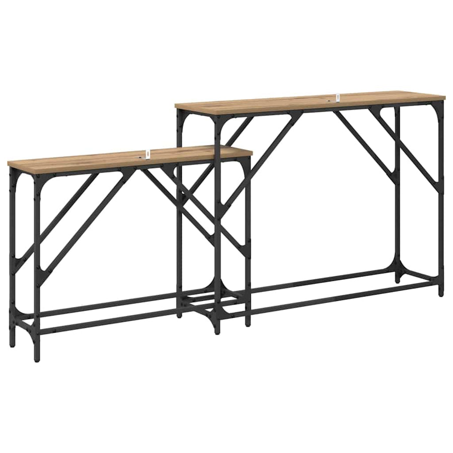 Wandtafel 2 pcs Artisan Eiken 100 x 28 x 75 cm Bewerkt hout