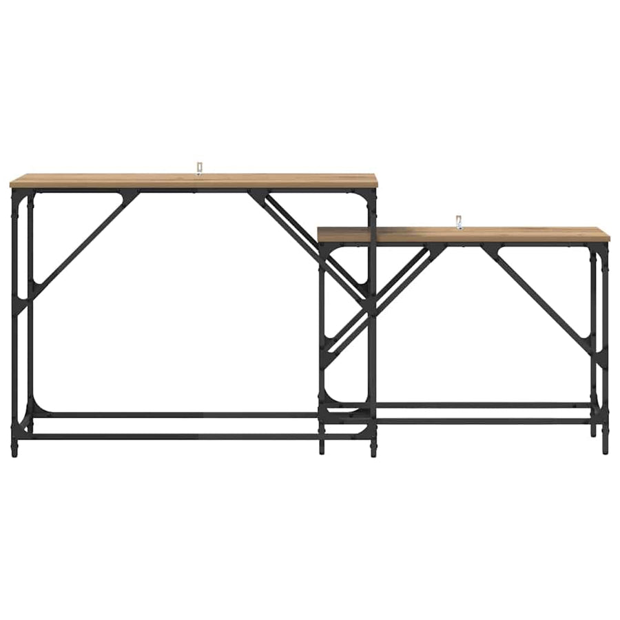Wandtafel 2 pcs Artisan Eiken 100 x 28 x 75 cm Bewerkt hout