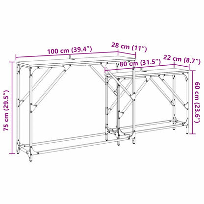 Wandtafel 2 pcs Artisan Eiken 100 x 28 x 75 cm Bewerkt hout