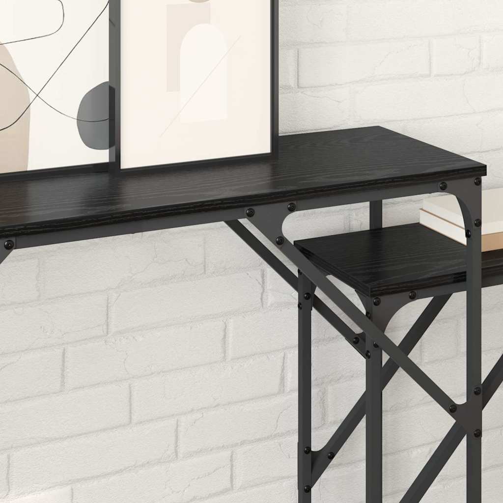 Wandtafel 2 pcs Zwart Eiken 100 x 28 x 75 cm Bewerkt hout