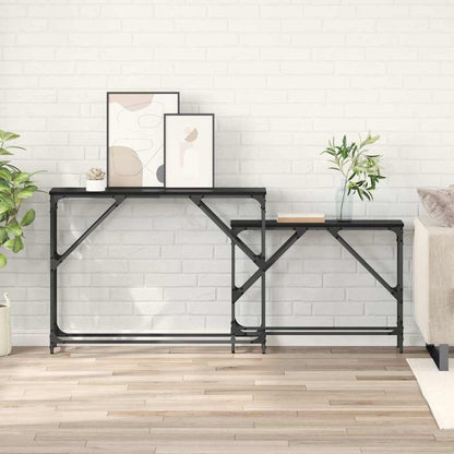 Wandtafel 2 pcs Zwart Eiken 100 x 28 x 75 cm Bewerkt hout