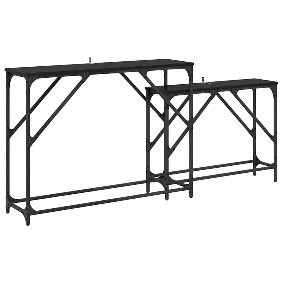 Wandtafel 2 pcs Zwart Eiken 100 x 28 x 75 cm Bewerkt hout