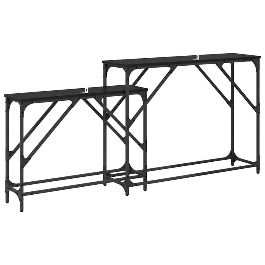 Wandtafel 2 pcs Zwart Eiken 100 x 28 x 75 cm Bewerkt hout