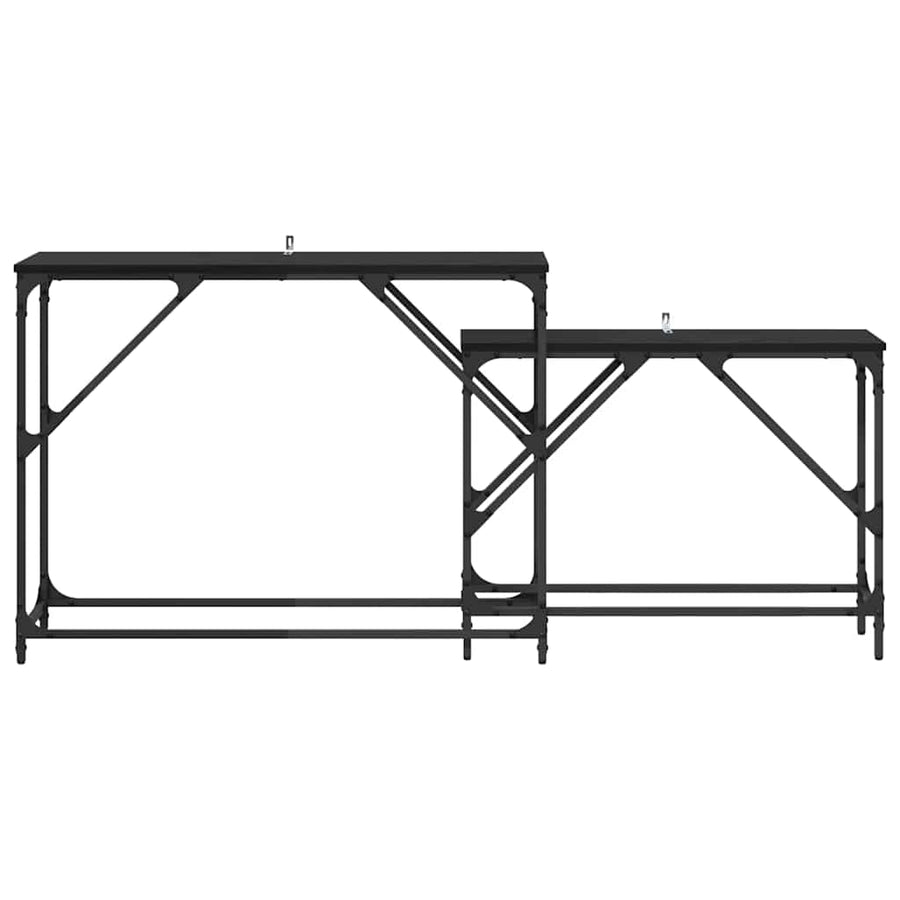 Wandtafel 2 pcs Zwart Eiken 100 x 28 x 75 cm Bewerkt hout