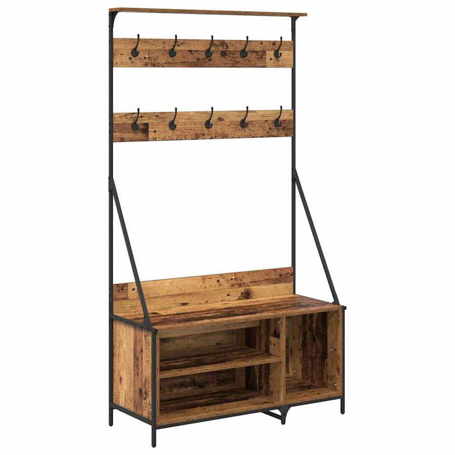 Kledingrek met plank Oud Hout 100 x 41 x 184 cm Bewerkt hout