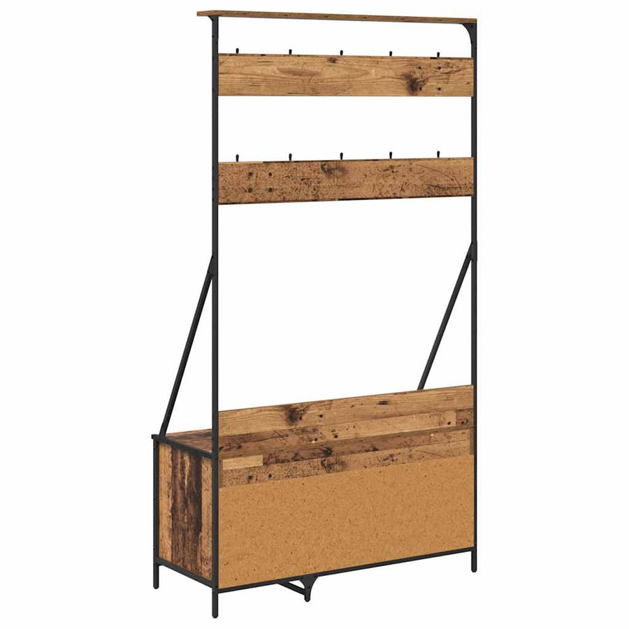 Kledingrek met plank Oud Hout 100 x 41 x 184 cm Bewerkt hout