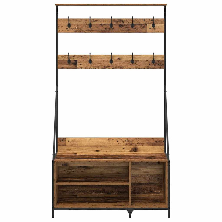 Kledingrek met plank Oud Hout 100 x 41 x 184 cm Bewerkt hout