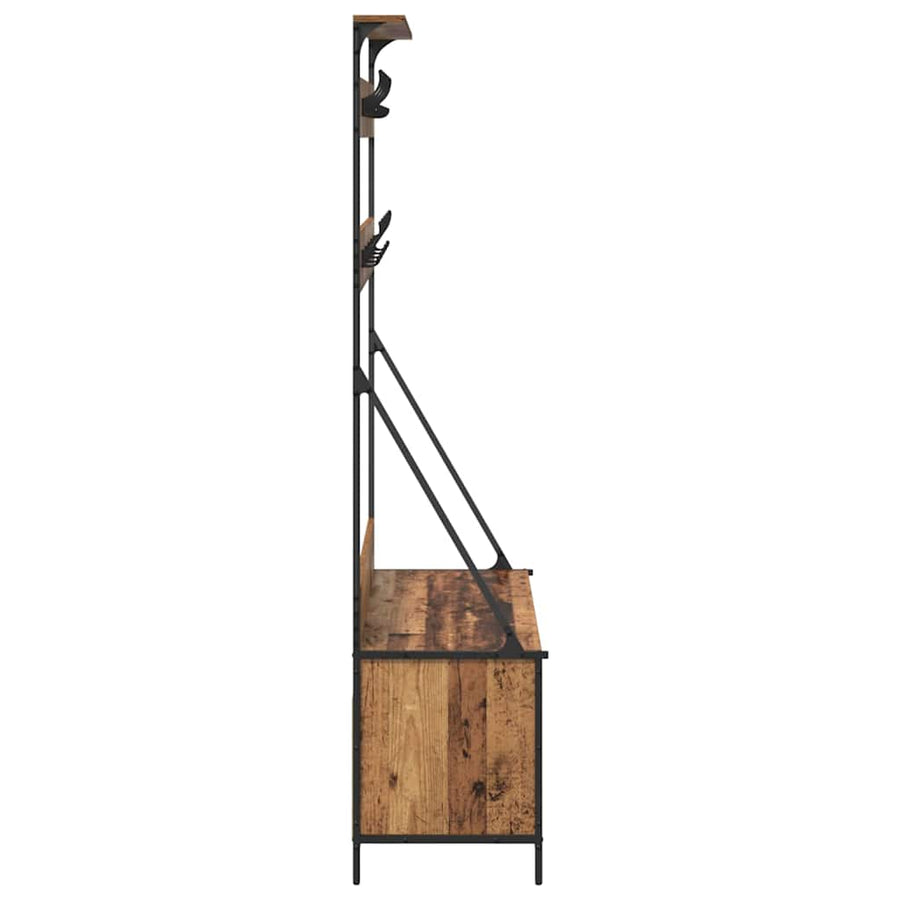 Kledingrek met plank Oud Hout 100 x 41 x 184 cm Bewerkt hout