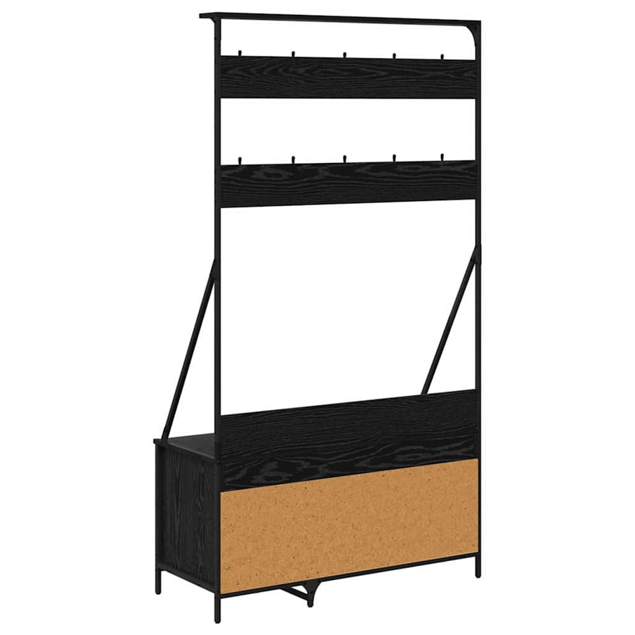 Kledingrek met plank Zwart Eiken 100 x 41 x 184 cm Bewerkt hout