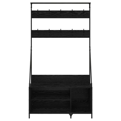 Kledingrek met plank Zwart Eiken 100 x 41 x 184 cm Bewerkt hout