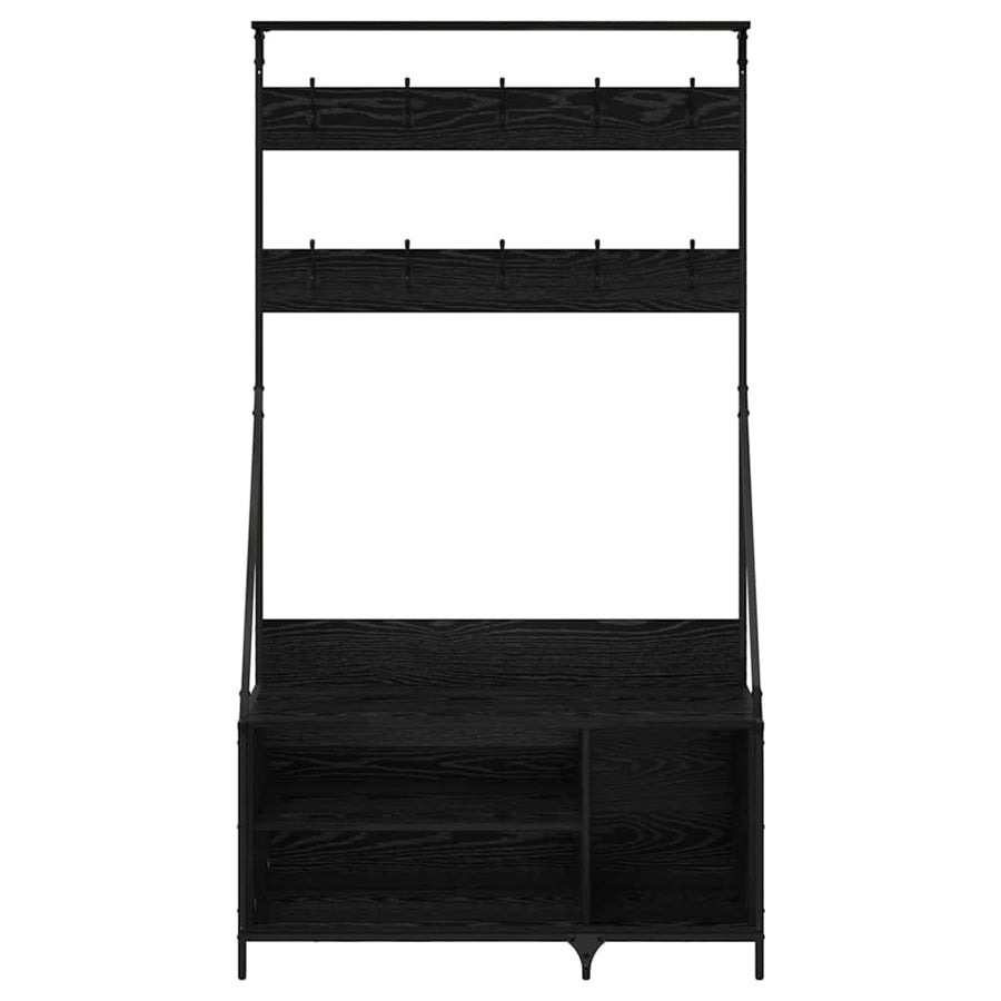 Kledingrek met plank Zwart Eiken 100 x 41 x 184 cm Bewerkt hout