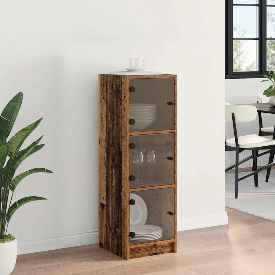 Highboard Oud Hout 35 x 37 x 109 cm Bewerkt hout