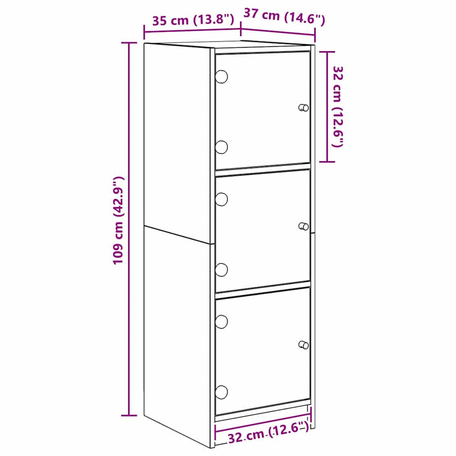 Highboard Oud Hout 35 x 37 x 109 cm Bewerkt hout