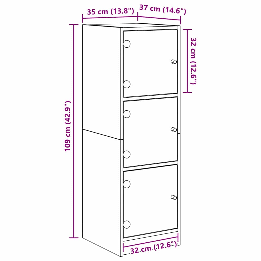 Highboard Artisan Eiken 35 x 37 x 109 cm Bewerkt hout