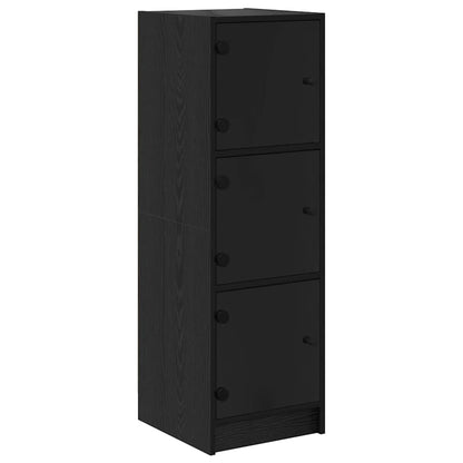 Highboard Zwart Eiken 35 x 37 x 109 cm Bewerkt hout