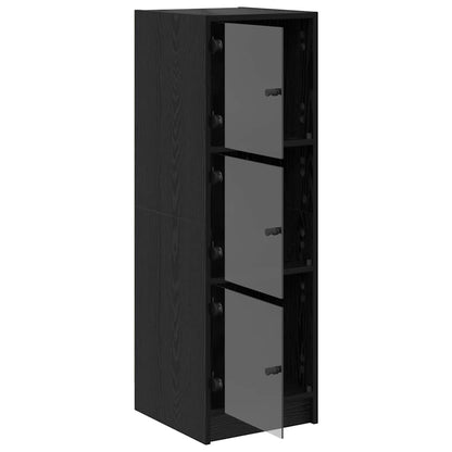 Highboard Zwart Eiken 35 x 37 x 109 cm Bewerkt hout