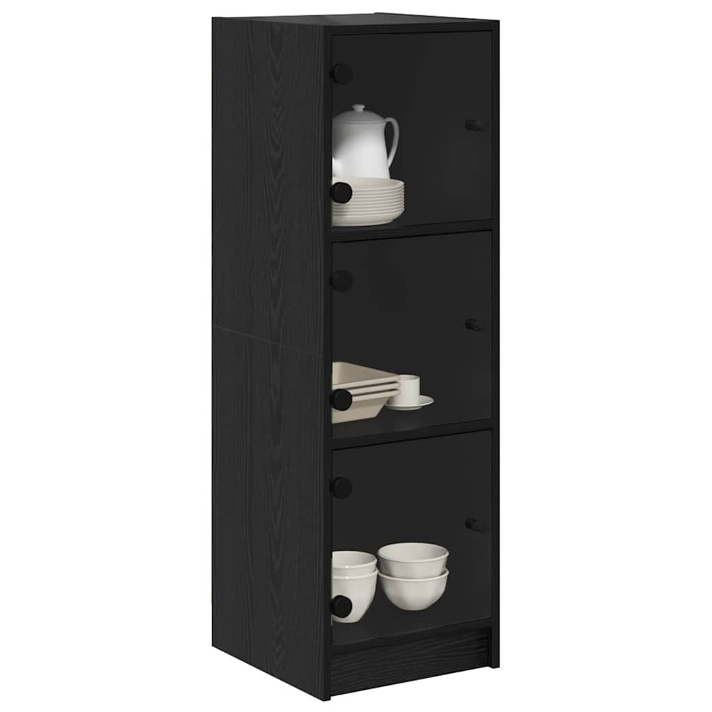 Highboard Zwart Eiken 35 x 37 x 109 cm Bewerkt hout