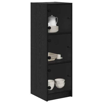 Highboard Zwart Eiken 35 x 37 x 109 cm Bewerkt hout