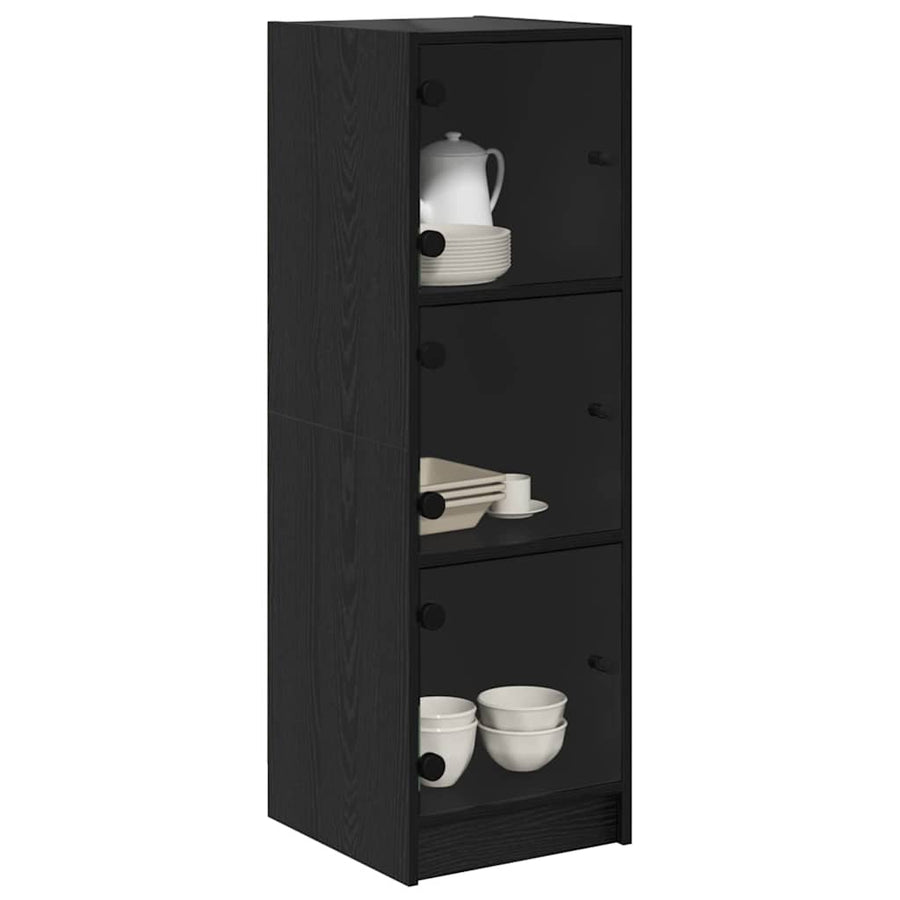 Highboard Zwart Eiken 35 x 37 x 109 cm Bewerkt hout