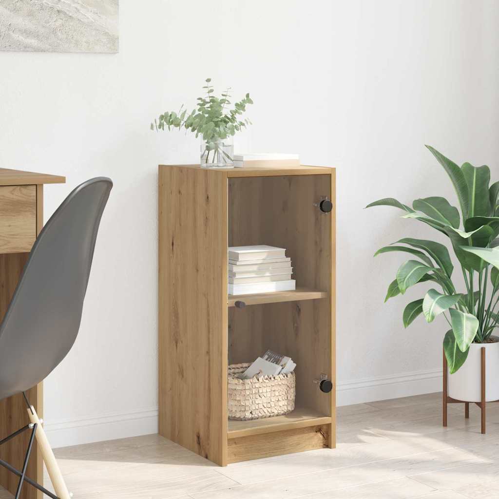 Dressoir artisanaal eikenkleurig 35 x 37 x 76 cm Bewerkt hout