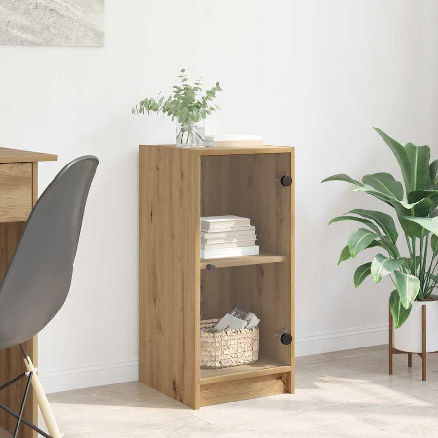 Dressoir artisanaal eikenkleurig 35 x 37 x 76 cm Bewerkt hout