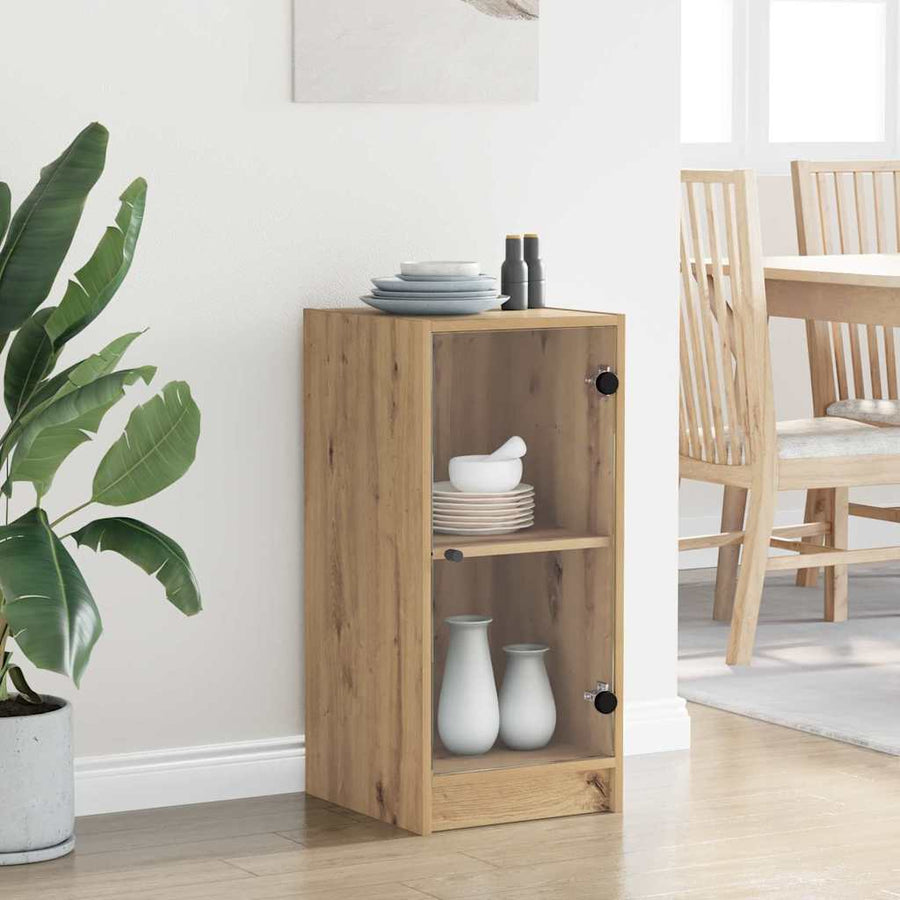 Dressoir artisanaal eikenkleurig 35 x 37 x 76 cm Bewerkt hout