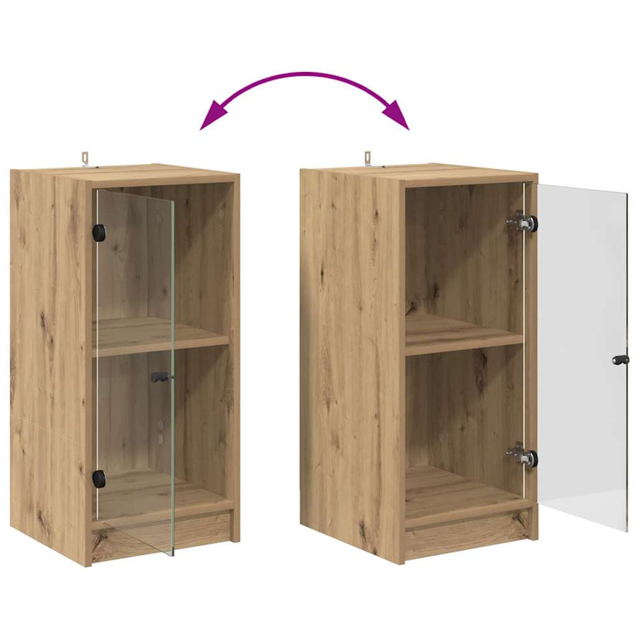 Dressoir artisanaal eikenkleurig 35 x 37 x 76 cm Bewerkt hout