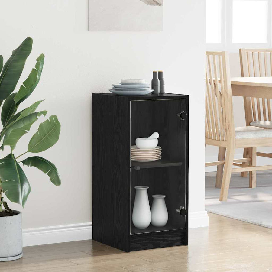 Dressoir Zwart eiken 35 x 37 x 76 cm Bewerkt hout