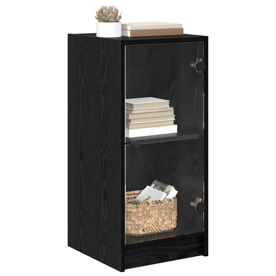 Dressoir Zwart eiken 35 x 37 x 76 cm Bewerkt hout