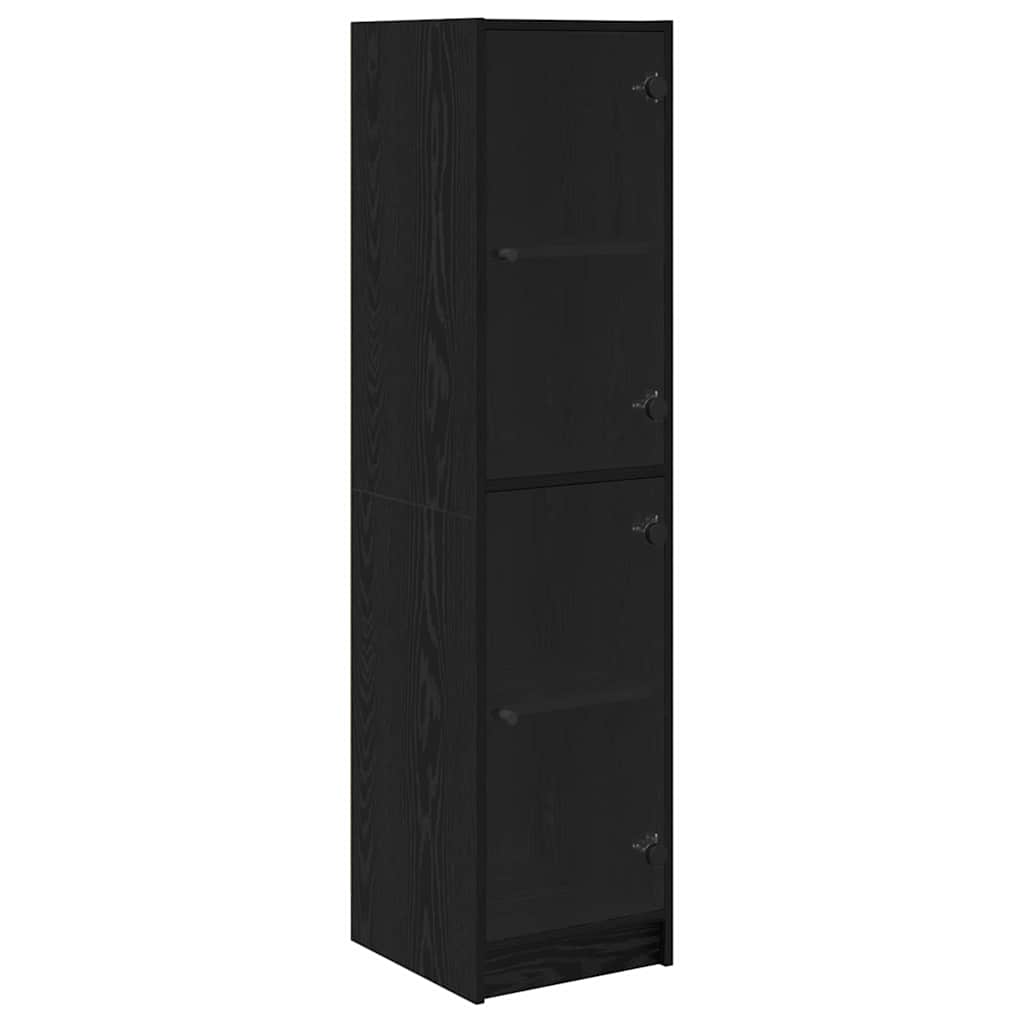 Highboard Zwart Eiken 35 x 37 x 142 cm Bewerkt hout