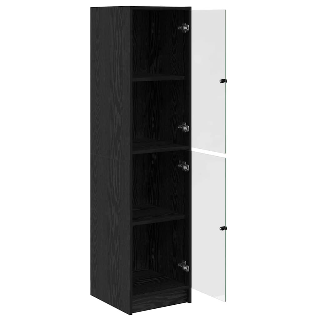 Highboard Zwart Eiken 35 x 37 x 142 cm Bewerkt hout