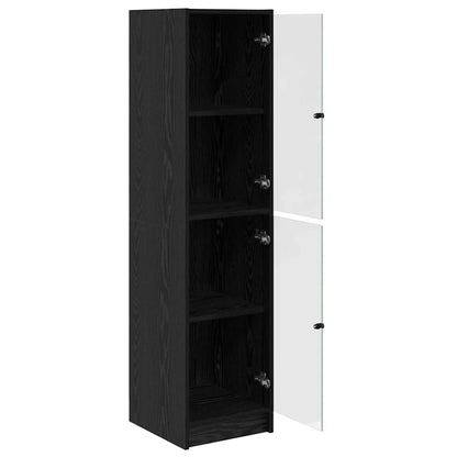 Highboard Zwart Eiken 35 x 37 x 142 cm Bewerkt hout