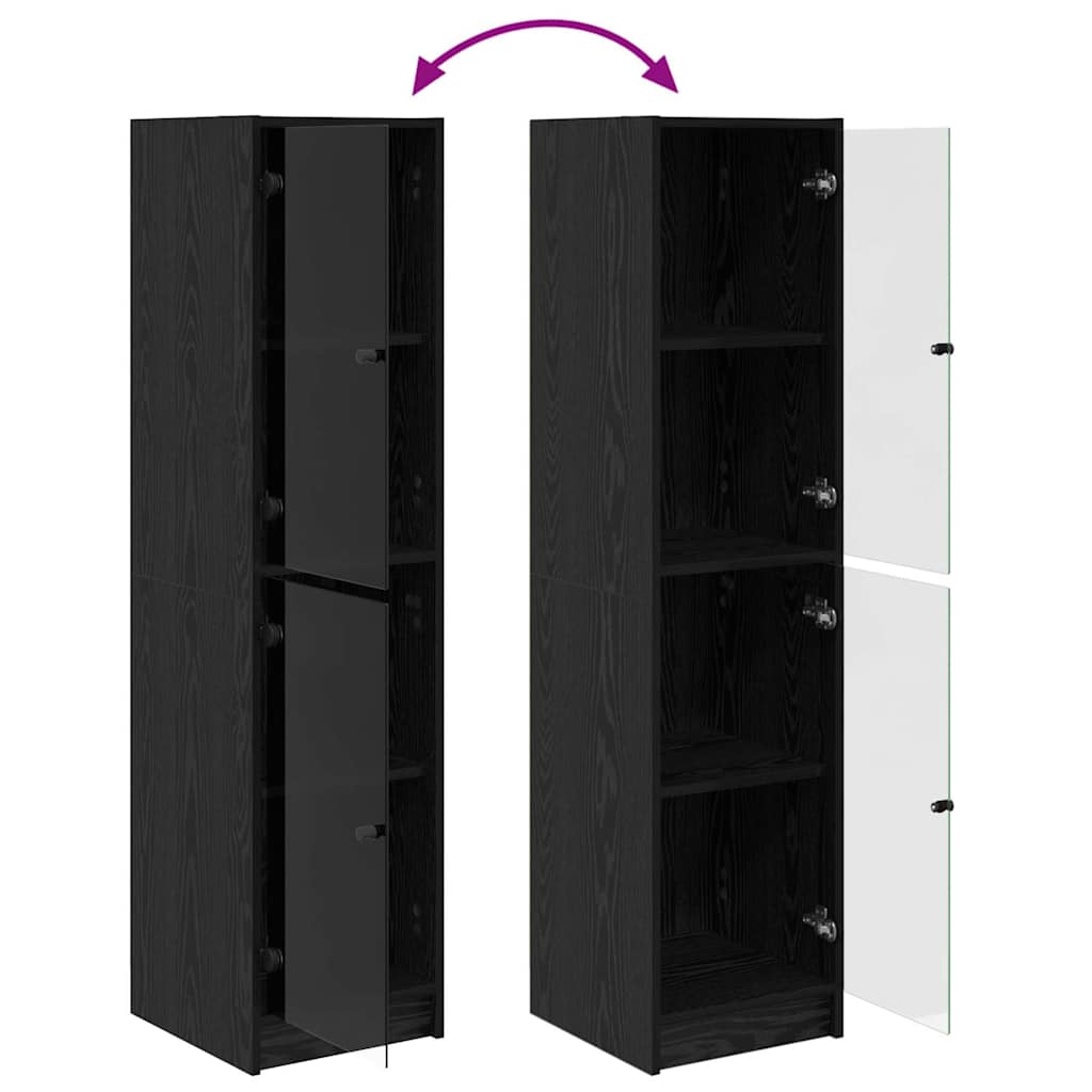 Highboard Zwart Eiken 35 x 37 x 142 cm Bewerkt hout