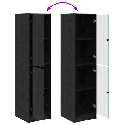 Highboard Zwart Eiken 35 x 37 x 142 cm Bewerkt hout