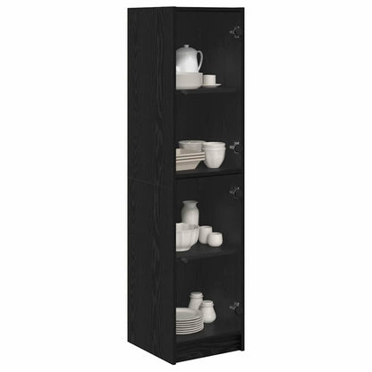 Highboard Zwart Eiken 35 x 37 x 142 cm Bewerkt hout