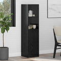 Highboard Zwart Eiken 35 x 37 x 142 cm Bewerkt hout
