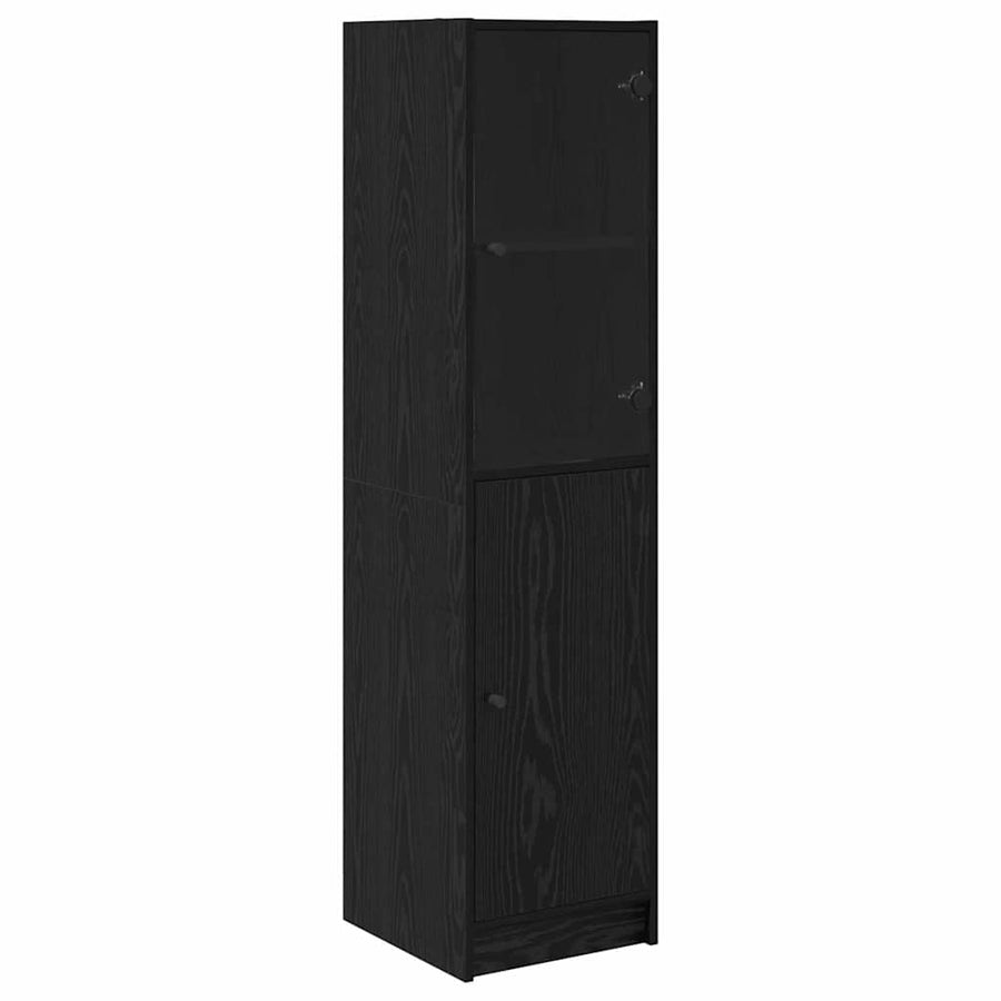 Highboard Zwart Eiken 35 x 37 x 142 cm Bewerkt hout