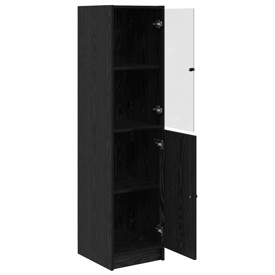 Highboard Zwart Eiken 35 x 37 x 142 cm Bewerkt hout