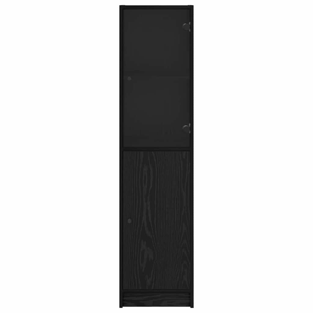 Highboard Zwart Eiken 35 x 37 x 142 cm Bewerkt hout