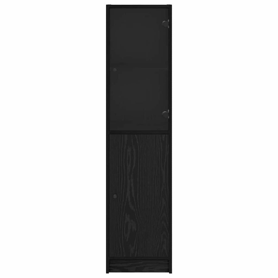 Highboard Zwart Eiken 35 x 37 x 142 cm Bewerkt hout