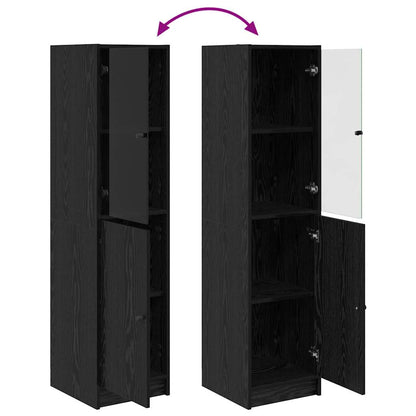 Highboard Zwart Eiken 35 x 37 x 142 cm Bewerkt hout