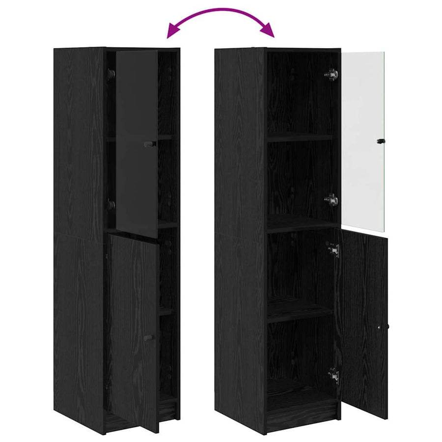 Highboard Zwart Eiken 35 x 37 x 142 cm Bewerkt hout